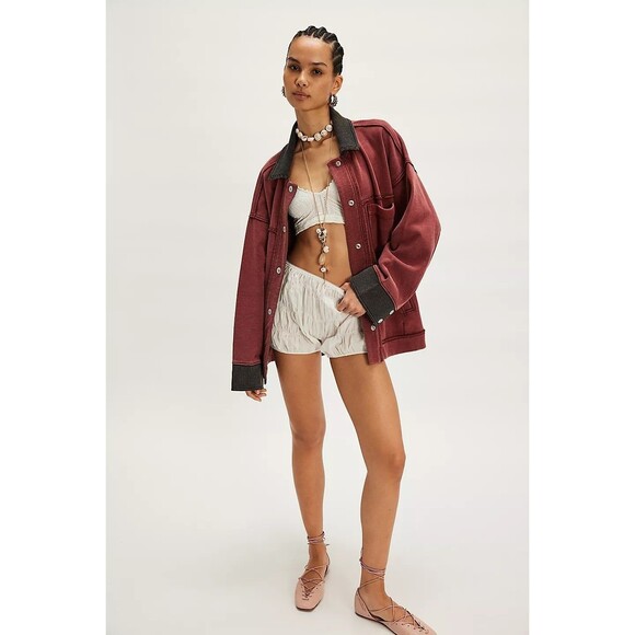 Free People We The Free Cabin Chore Jacket Top Buttondown Oversized XL 284351 - Picture 2 of 9